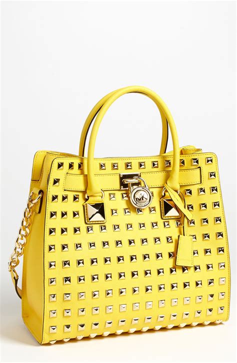 soft leather michael kors bag|Michael Kors hamilton studded tote.